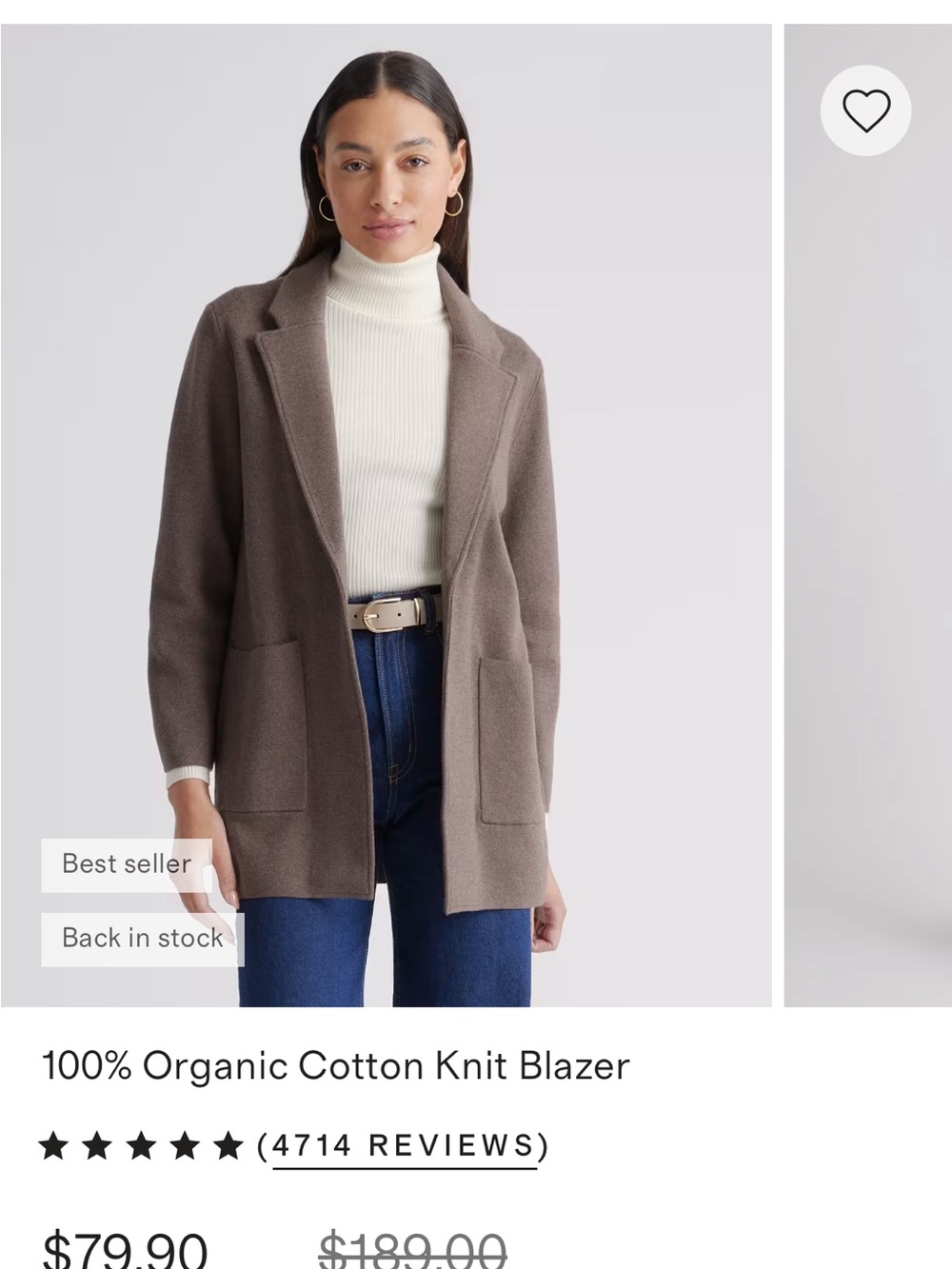 Quince Organic Cotton Knit Blazer